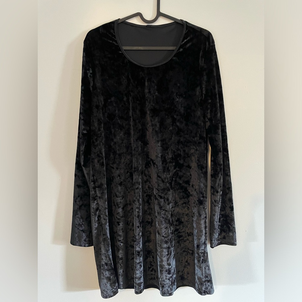 Black velvet mini dress
